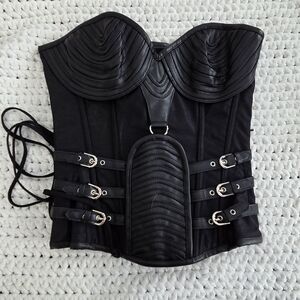 Women's Steampunk Gothic Vampire Black Corset with Buckle Straps SZ SMALL